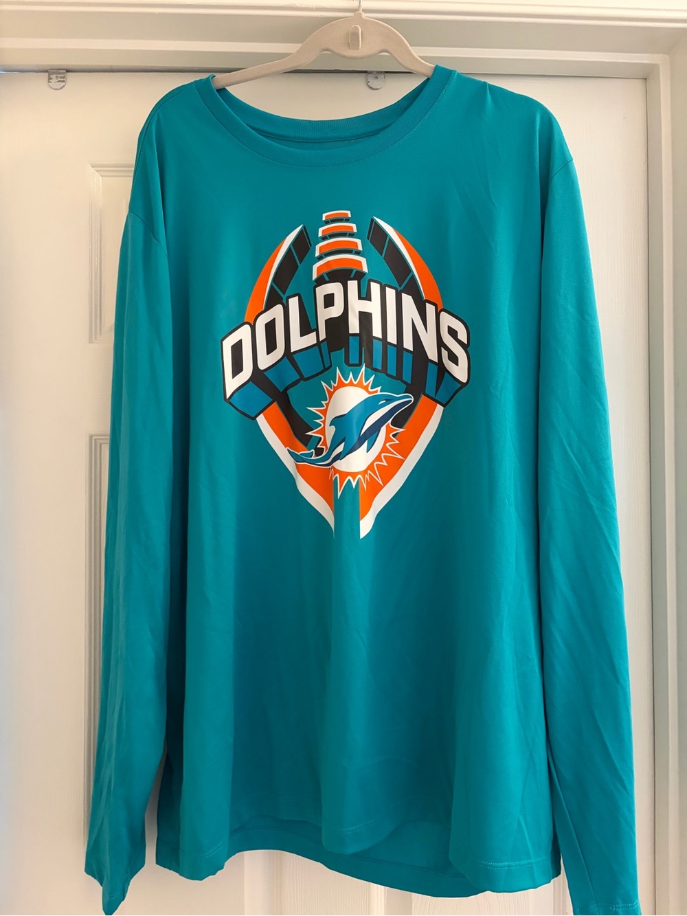 Men's Miami Dolphins Turquoise Long-Sleeve Team Tee. Worn Once.